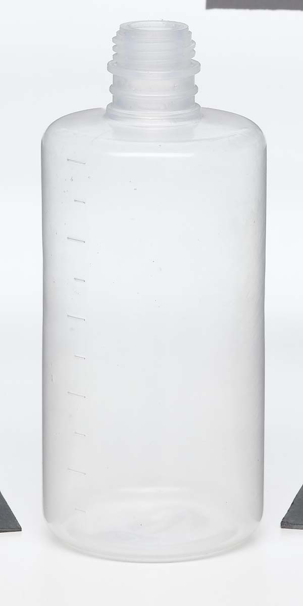 medical clear plastic bottle with screw top and measuring marks