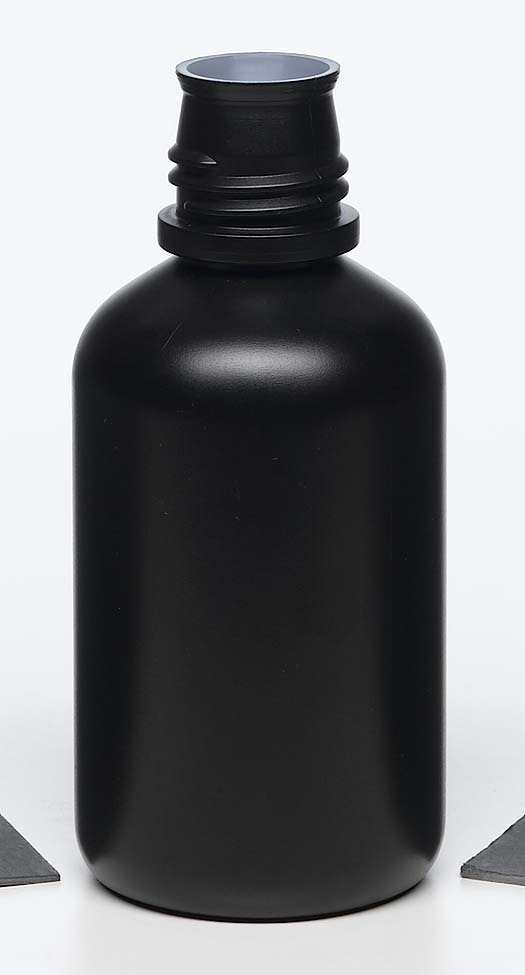 medical black opaque plastic bottle with screw top