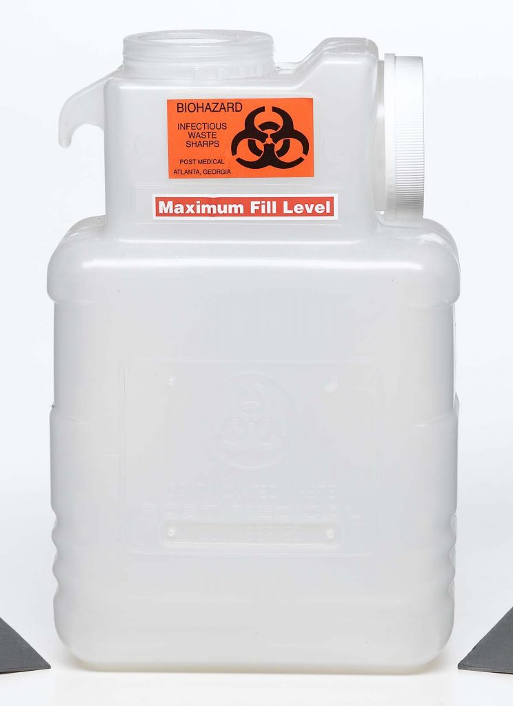 medical waste dispensing white plastic barrel for infectious waste