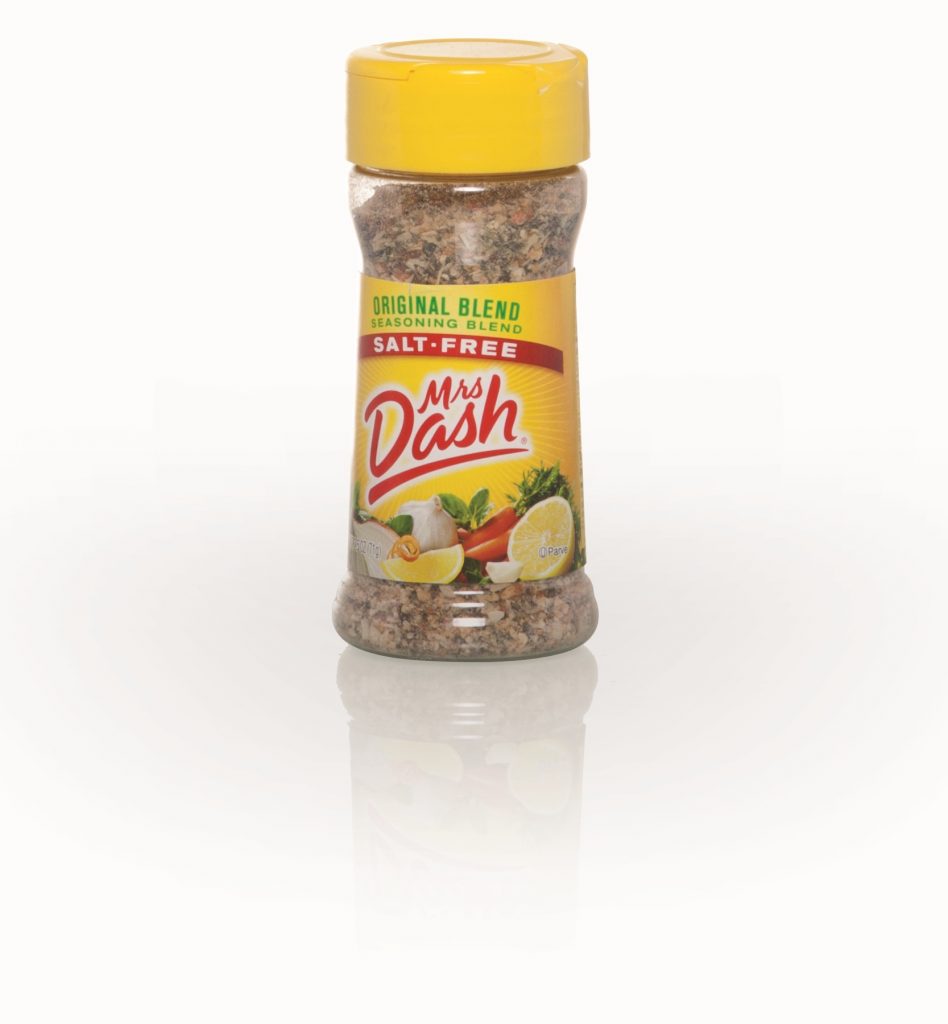 PET clear plastic bottle with screw top and Mrs. Dash label