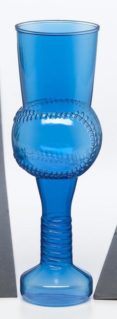 food and beverage blue tinted plastic baseball themed drinking glass food safe