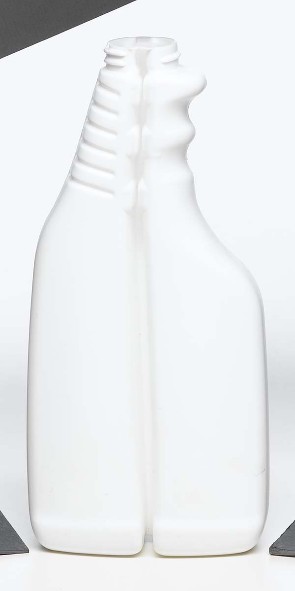household chemicals opaque white plastic spray bottle
