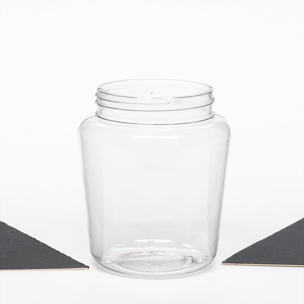 food and beverage clear plastic jar with screw top food safe
