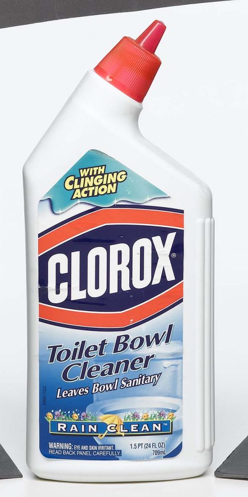 household chemicals white toilet bowl cleaner container with squirt cap with Clorox label